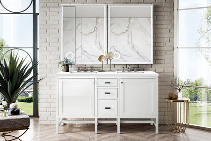 Renovate for Less Atlanta Addison 60" Double Vanity, Glossy White w/ 3 CM White Zeus Silestone Top, view 2
