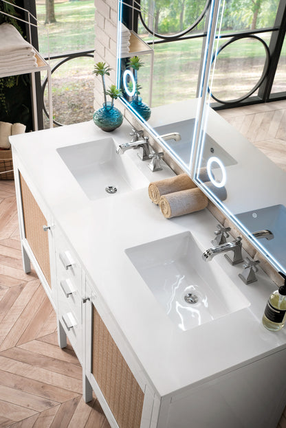 Renovate for Less Atlanta Addison 60" Double Vanity, Glossy White w/ 3 CM White Zeus Silestone Top, view 3