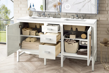 Renovate for Less Atlanta Addison 60" Double Vanity, Glossy White w/ 3 CM White Zeus Silestone Top, view 4