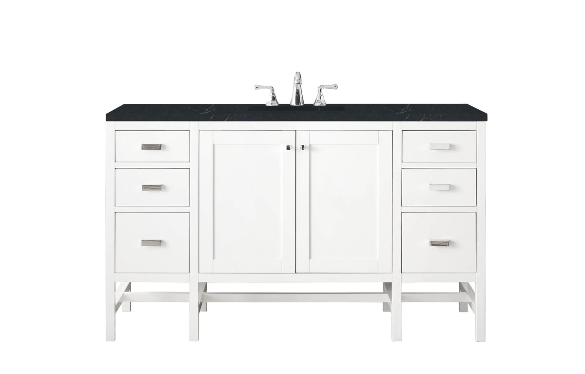 Addison 60" Single Vanity, Glossy White w/ 3 CM Charcoal Soapstone Silestone Top