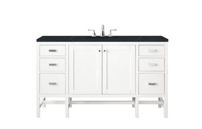 Addison 60" Single Vanity, Glossy White w/ 3 CM Charcoal Soapstone Silestone Top