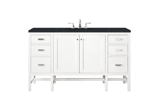 Addison 60" Single Vanity, Glossy White w/ 3 CM Charcoal Soapstone Silestone Top
