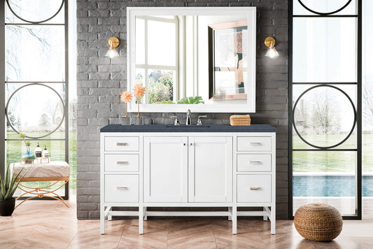Addison 60" Single Vanity, Glossy White w/ 3 CM Charcoal Soapstone Silestone Top, view 2