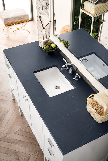 Addison 60" Single Vanity, Glossy White w/ 3 CM Charcoal Soapstone Silestone Top, view 3