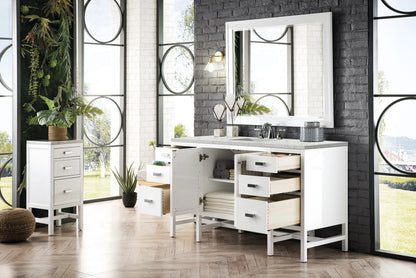 Addison 60" Single Vanity, Glossy White w/ 3 CM Eternal Jasmine Pearl Silestone Top, view 4