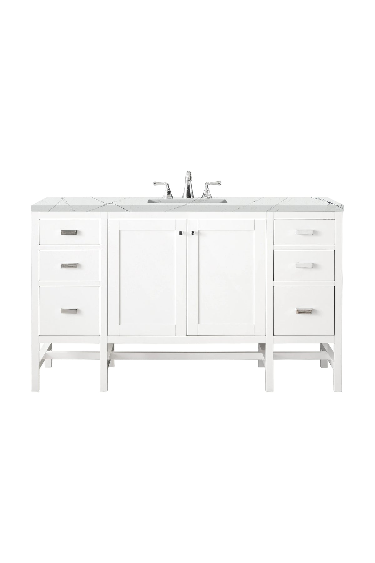 Addison 60" Single Vanity, Glossy White w/ 3 CM Ethereal Noctis Top