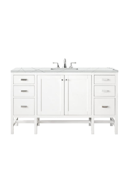 Addison 60" Single Vanity, Glossy White w/ 3 CM Ethereal Noctis Top