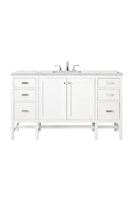 Addison 60" Single Vanity, Glossy White w/ 3 CM Ethereal Noctis Top