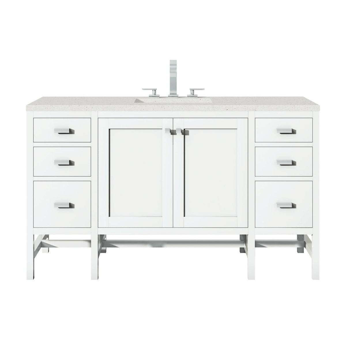 Addison 60" Single Vanity, Glossy White w/ 3 CM Lime Delight Silestone Top