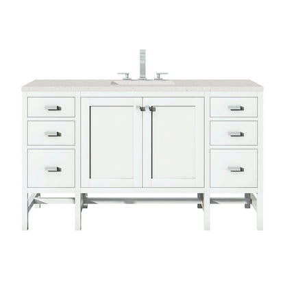 Addison 60" Single Vanity, Glossy White w/ 3 CM Lime Delight Silestone Top