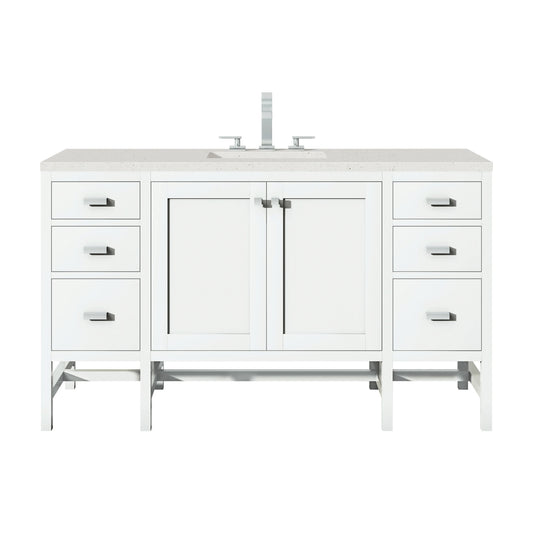Addison 60" Single Vanity, Glossy White w/ 3 CM Lime Delight Silestone Top