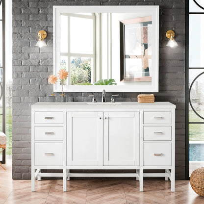 Addison 60" Single Vanity, Glossy White w/ 3 CM Lime Delight Silestone Top, view 2