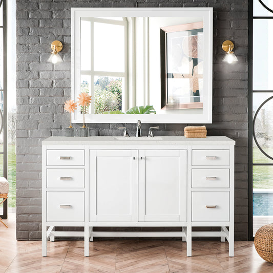 Addison 60" Single Vanity, Glossy White w/ 3 CM Lime Delight Silestone Top, view 2