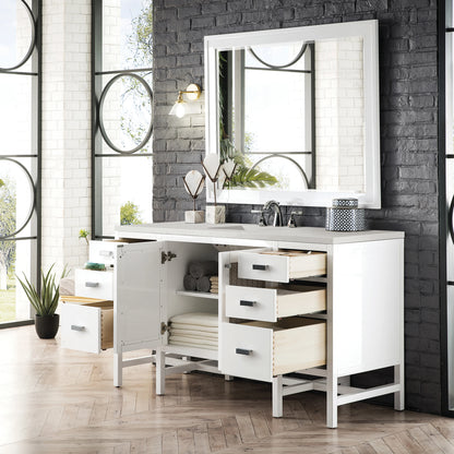 Addison 60" Single Vanity, Glossy White w/ 3 CM Lime Delight Silestone Top, view 4
