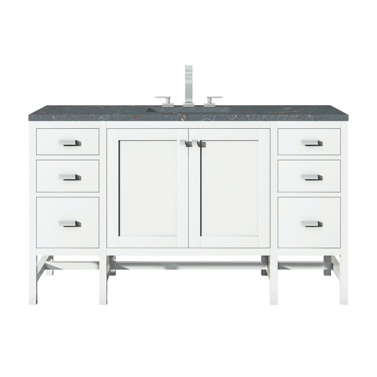 Addison 60" Single Vanity, Glossy White w/ 3 CM Parisien Bleu Silestone Top