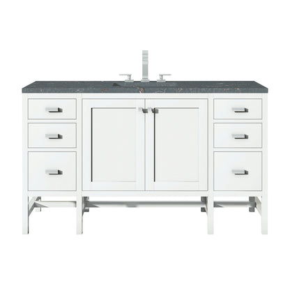 Addison 60" Single Vanity, Glossy White w/ 3 CM Parisien Bleu Silestone Top