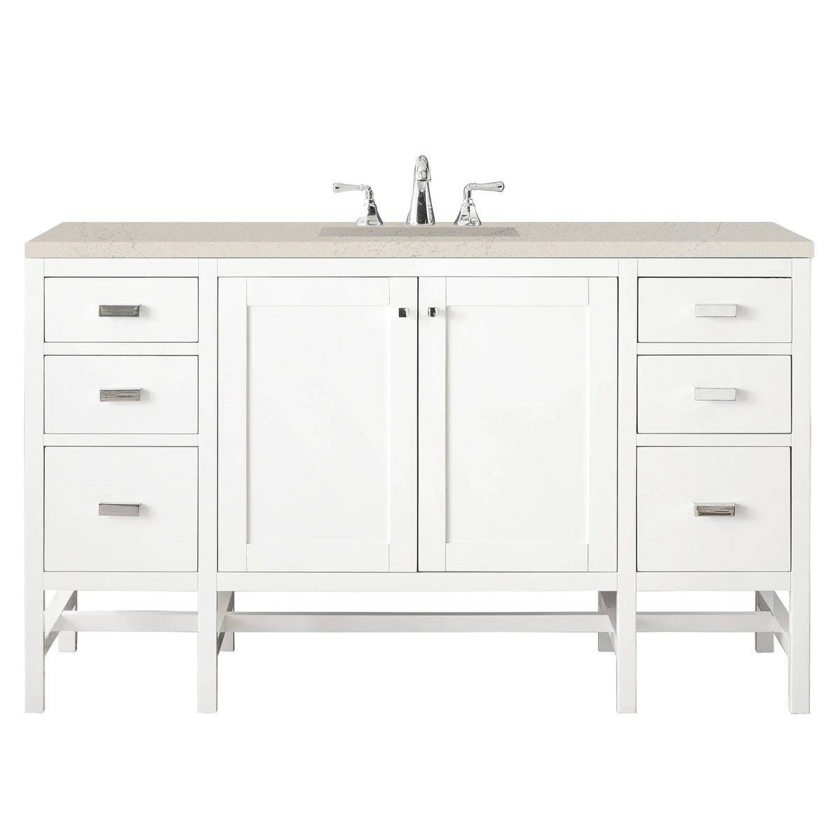 Addison 60" Single Vanity, Glossy White, w/ 3 CM Siberian Silestone Top