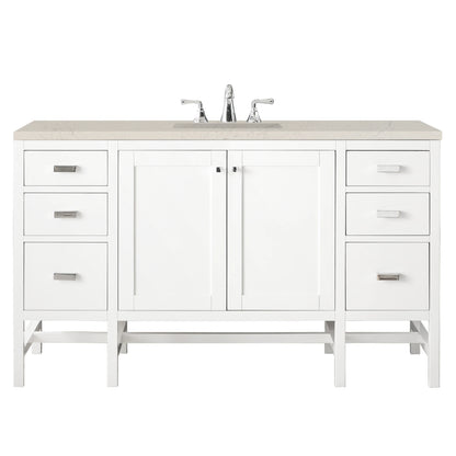 Addison 60" Single Vanity, Glossy White, w/ 3 CM Siberian Silestone Top