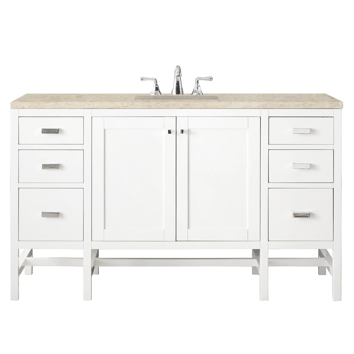 Addison 60" Single Vanity, Glossy White, w/ 3 CM Tajnar Eclos Top