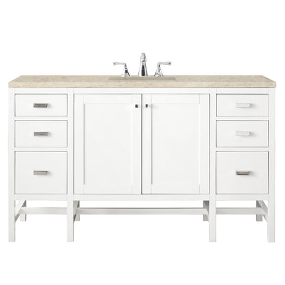Addison 60" Single Vanity, Glossy White, w/ 3 CM Tajnar Eclos Top