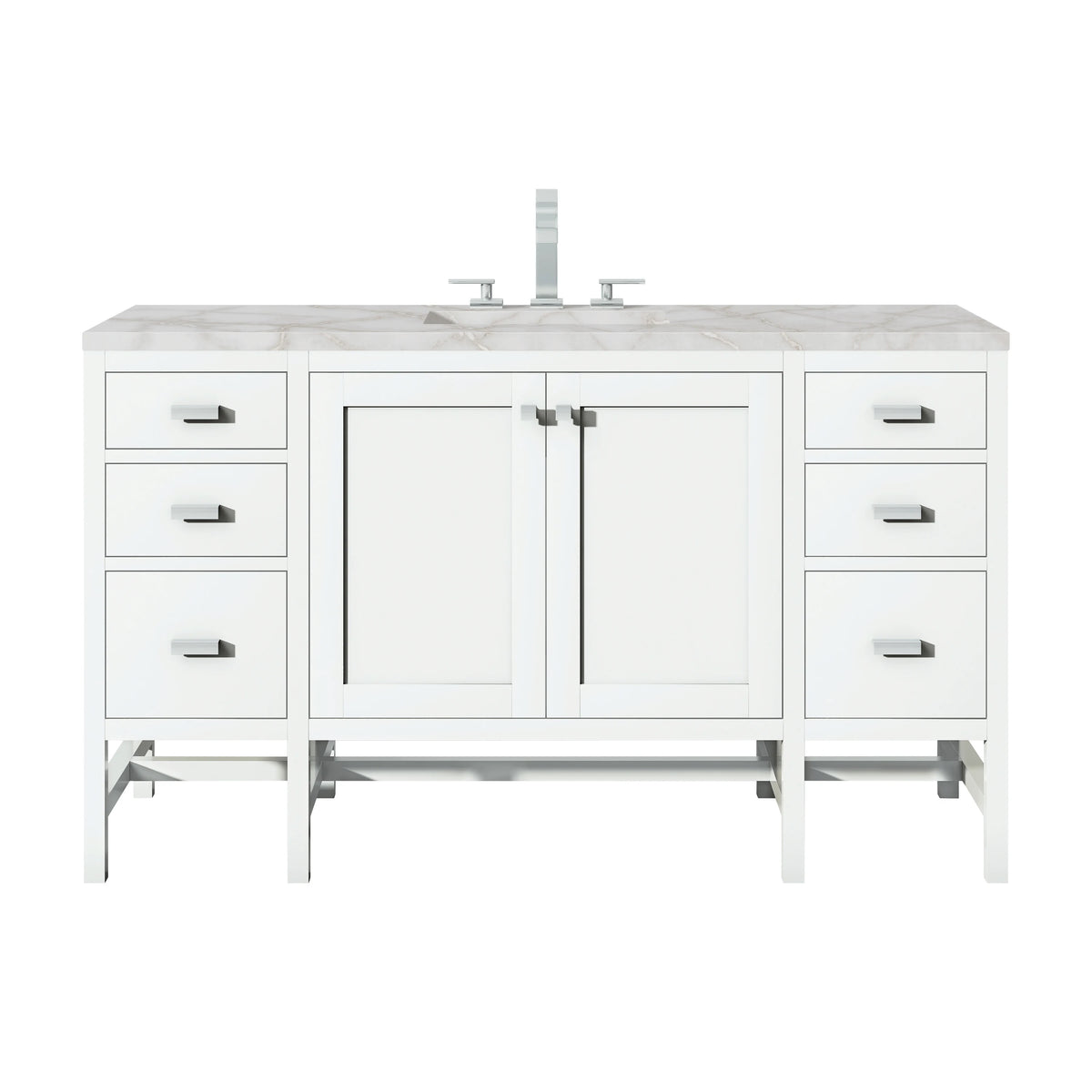 Addison 60" Single Vanity, Glossy White w/ 3 CM Victorian Silver Silestone Top