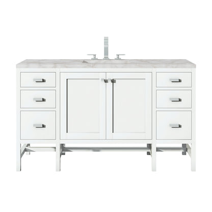 Addison 60" Single Vanity, Glossy White w/ 3 CM Victorian Silver Silestone Top