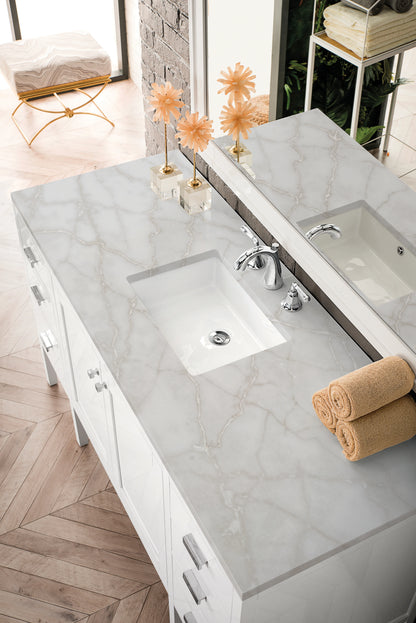 Addison 60" Single Vanity, Glossy White w/ 3 CM Victorian Silver Silestone Top, view 5
