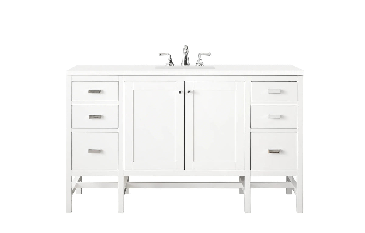 Addison 60" Single Vanity, Glossy White w/ 3 CM White Zeus Silestone Top
