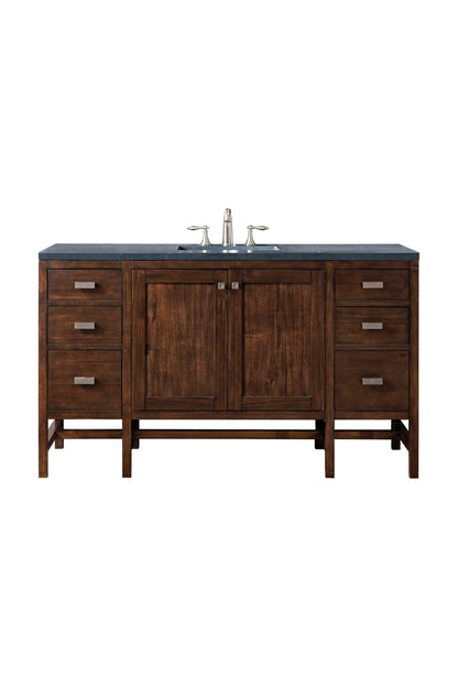 Addison 60" Single Vanity, Mid-Century Acacia w/ 3 CM Charcoal Soapstone Silestone Top