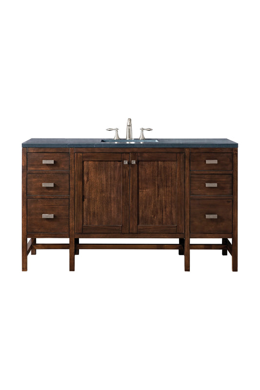 Addison 60" Single Vanity, Mid-Century Acacia w/ 3 CM Charcoal Soapstone Silestone Top