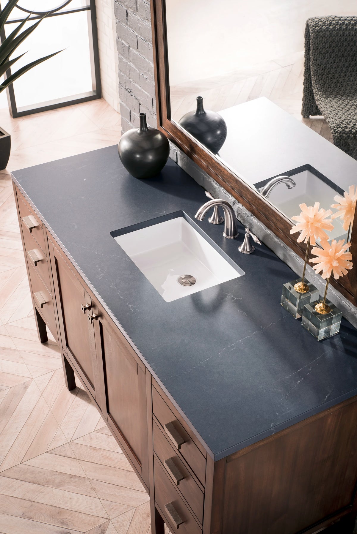 Addison 60" Single Vanity, Mid-Century Acacia w/ 3 CM Charcoal Soapstone Silestone Top, view 5