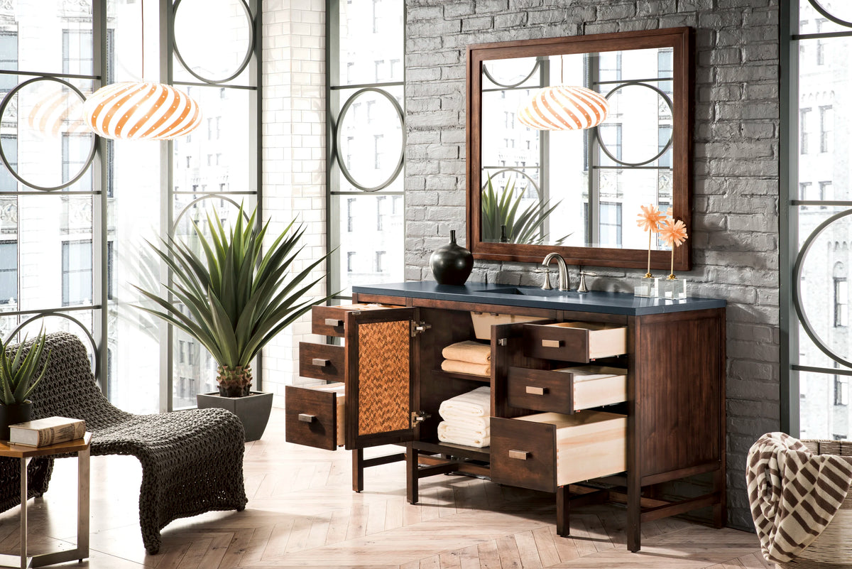 Addison 60" Single Vanity, Mid-Century Acacia w/ 3 CM Charcoal Soapstone Silestone Top, view 6