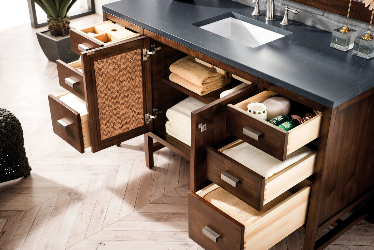 Addison 60" Single Vanity, Mid-Century Acacia w/ 3 CM Charcoal Soapstone Silestone Top, view 7