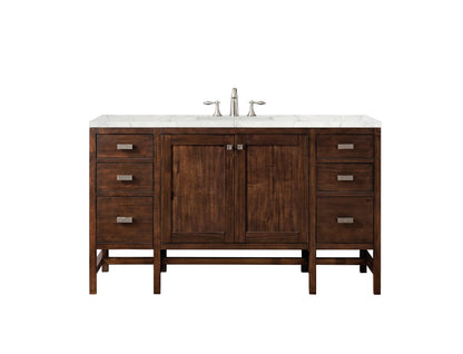 Addison 60" Single Vanity, Mid-Century Acacia w/ 3 CM Eternal Jasmine Pearl Silestone Top