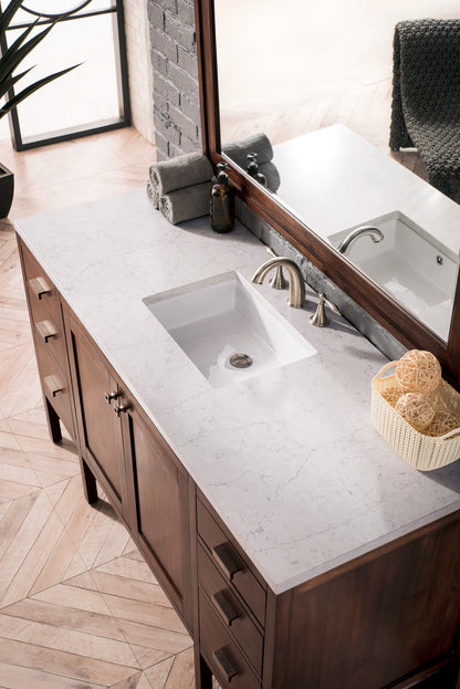 Addison 60" Single Vanity, Mid-Century Acacia w/ 3 CM Eternal Jasmine Pearl Silestone Top, view 3