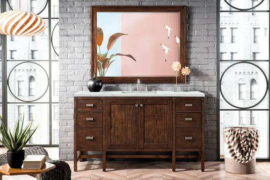 Addison 60" Single Vanity, Mid-Century Acacia w/ 3 CM Ethereal Noctis Silestone Top, view 2