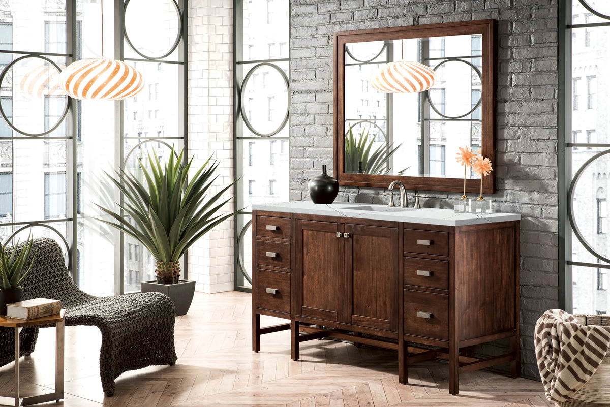 Addison 60" Single Vanity, Mid-Century Acacia w/ 3 CM Ethereal Noctis Silestone Top, view 3