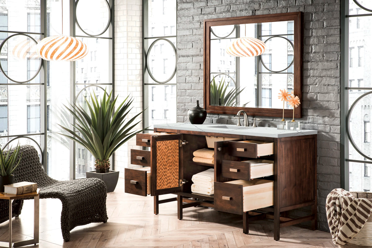 Addison 60" Single Vanity, Mid-Century Acacia w/ 3 CM Ethereal Noctis Silestone Top, view 4