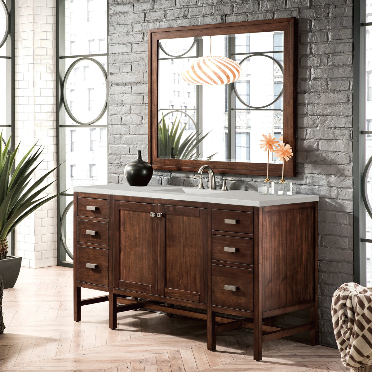 Addison 60" Single Vanity, Mid-Century Acacia w/ 3 CM Lime Delight Silestone Top, view 3
