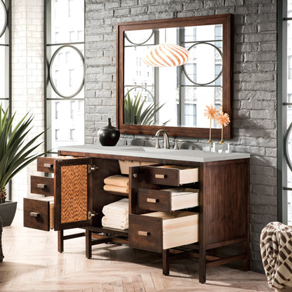 Addison 60" Single Vanity, Mid-Century Acacia w/ 3 CM Lime Delight Silestone Top, view 4