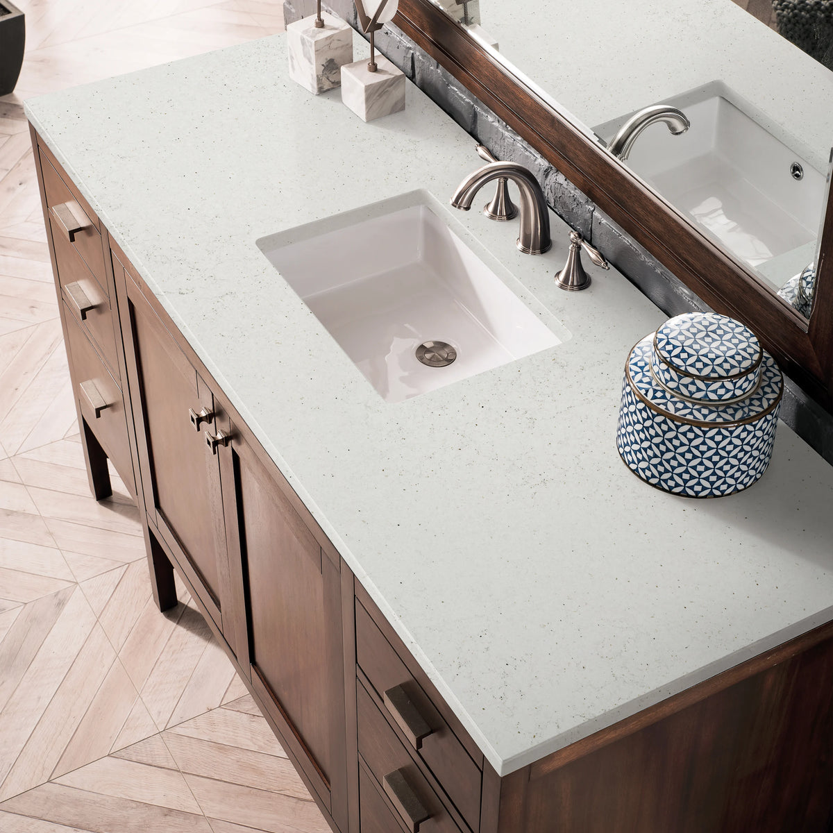 Addison 60" Single Vanity, Mid-Century Acacia w/ 3 CM Lime Delight Silestone Top, view 5