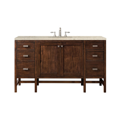 Addison 60" Single Vanity, Mid-Century Acacia, w/ 3 CM Tajnar Eclos Top