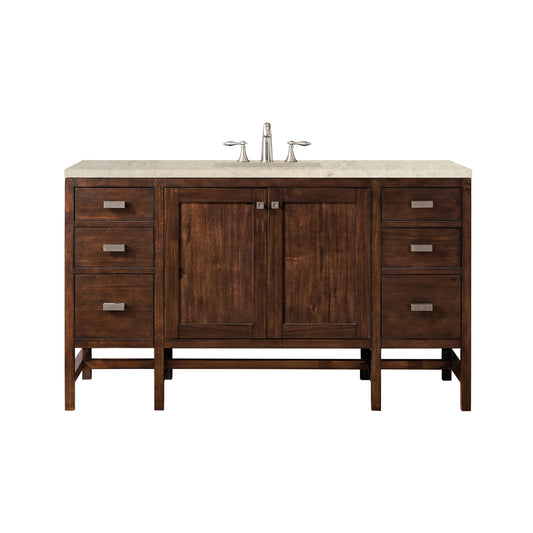 Addison 60" Single Vanity, Mid-Century Acacia, w/ 3 CM Tajnar Eclos Top