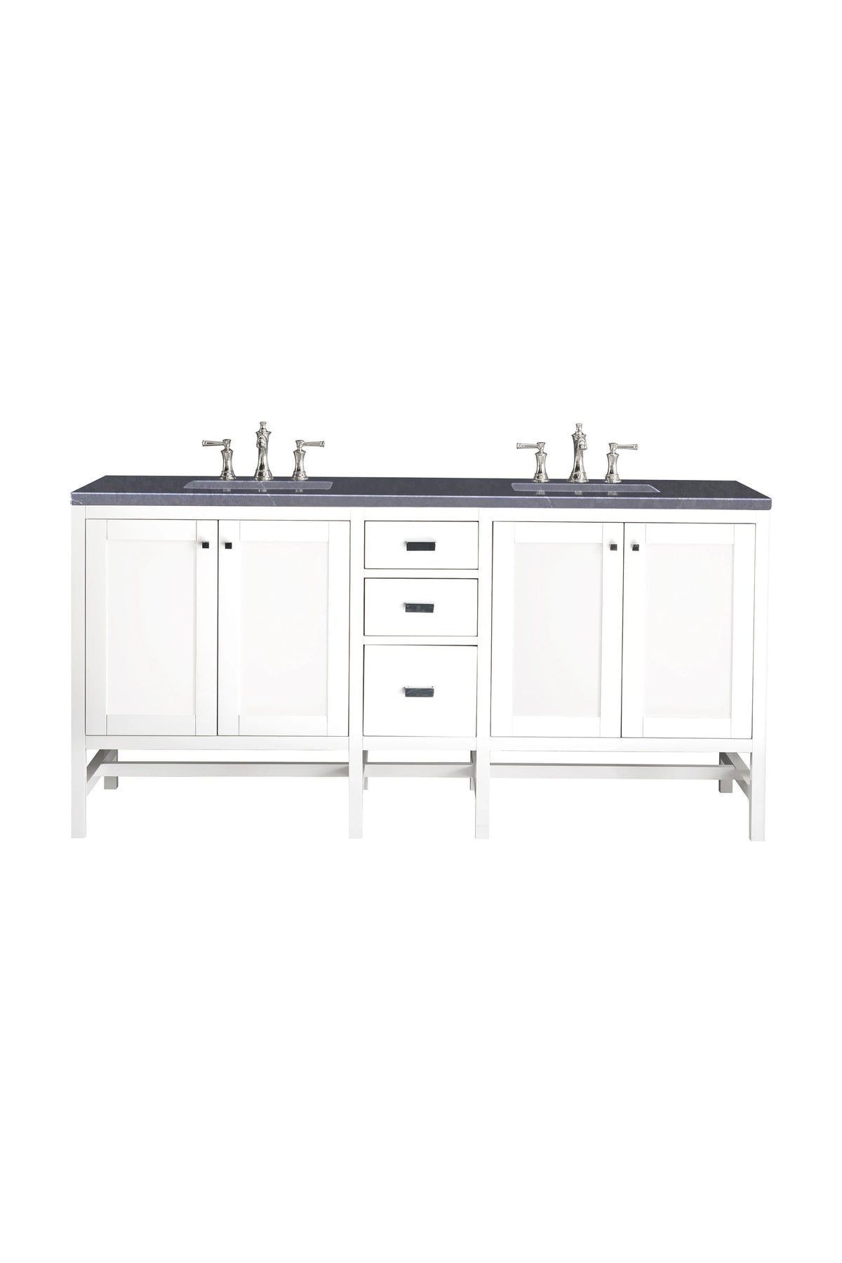 Addison 72" Double Vanity, Glossy White w/ 3 CM Charcoal Soapstone Silestone Top