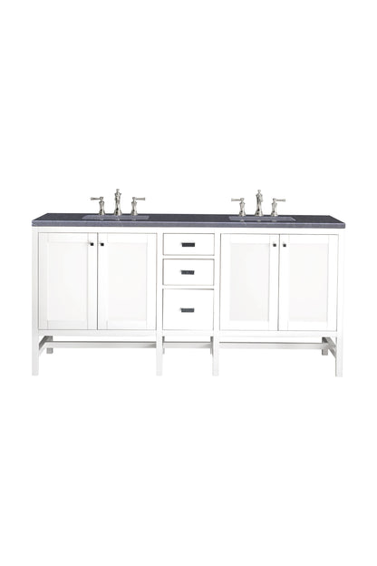 Addison 72" Double Vanity, Glossy White w/ 3 CM Charcoal Soapstone Silestone Top