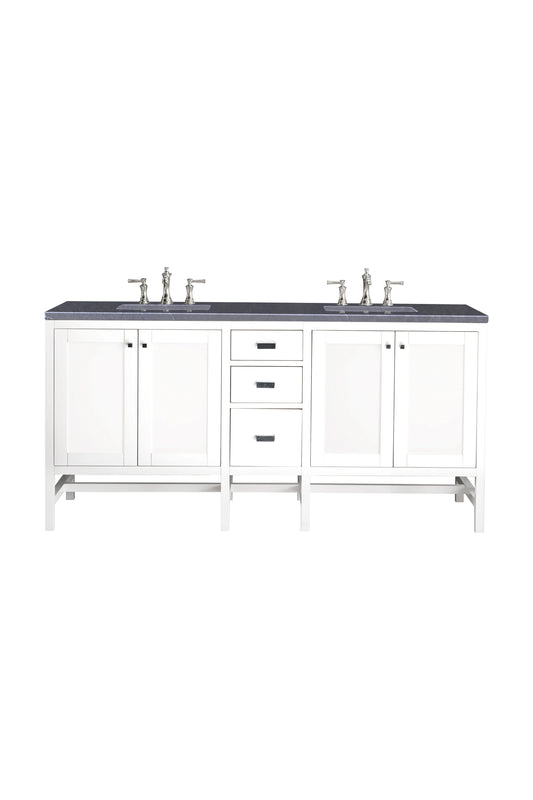 Addison 72" Double Vanity, Glossy White w/ 3 CM Charcoal Soapstone Silestone Top