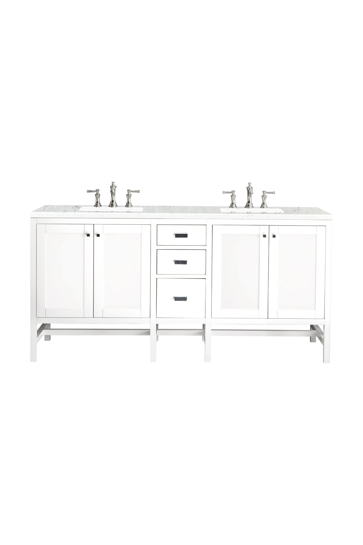 Addison 72" Double Vanity, Glossy White w/ 3 CM Eternal Jasmine Pearl Silestone Top