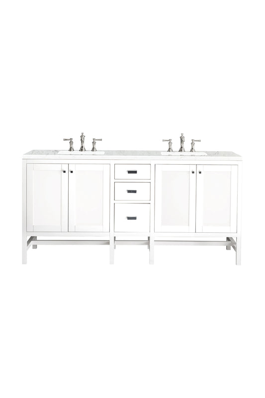 Addison 72" Double Vanity, Glossy White w/ 3 CM Eternal Jasmine Pearl Silestone Top