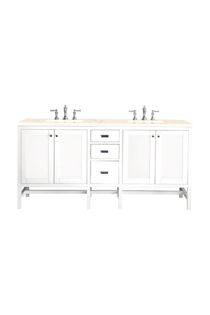 Renovate for Less Atlanta Addison 72" Double Vanity, Glossy White w/ 3 CM Eternal Marfil Top