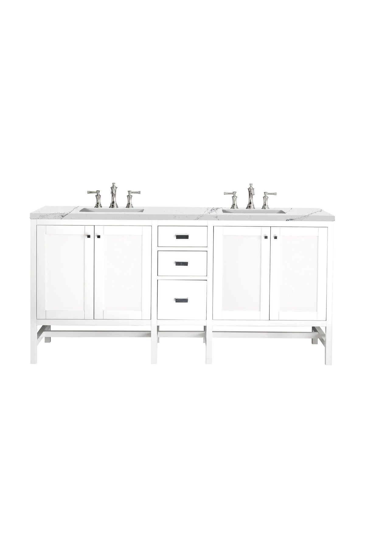Addison 72" Double Vanity, Glossy White w/ 3 CM Ethereal Noctis Top